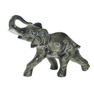 JHR Hutschenreuther Porcelain Gray Elephant Trunk Up Good Luck AS IS